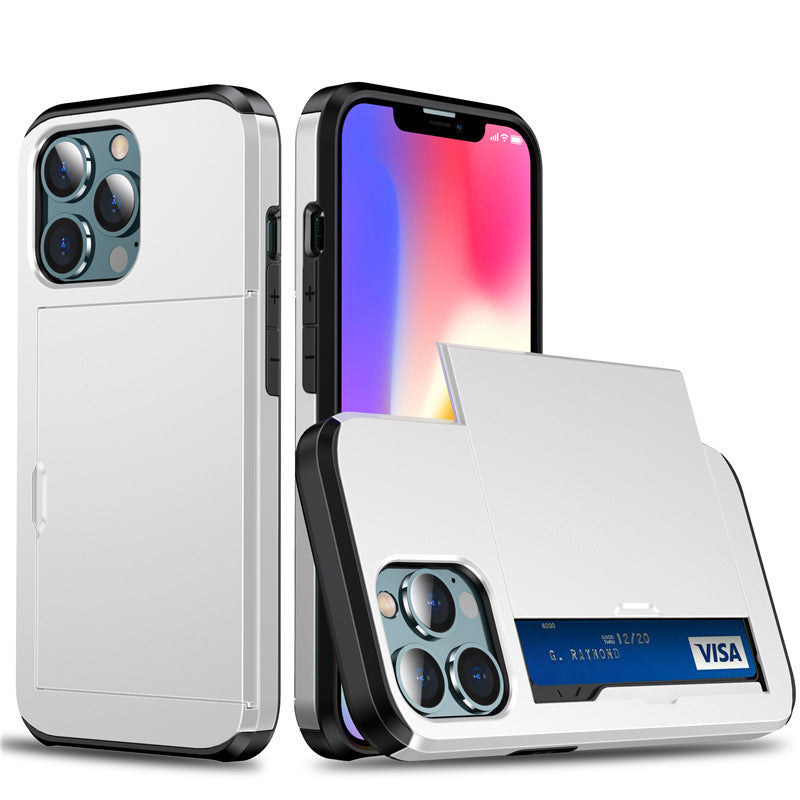 Suitable for iPhone 17 ProMax phone case Apple 16 slide push card insert 14 15 anti drop protective cover