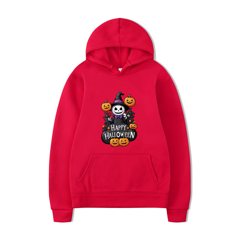 Halloween Series Printed Hooded Long Sleeve Sweatshirt Loose Casual