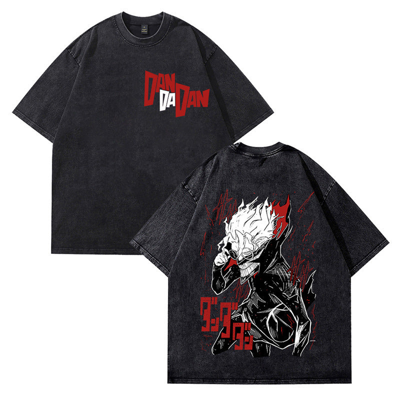 Washed Couple Short Sleeve T-Shirt AnimeCartoon Cross-border Export