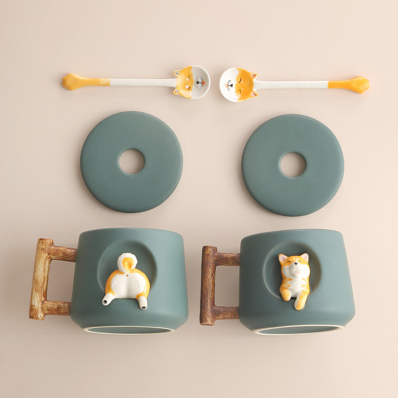 Creative Ceramic Mug Coffee Mug With Lid Spoon