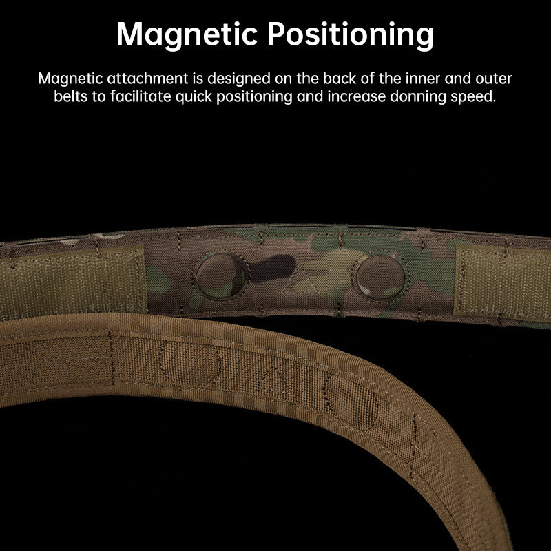 Tactical magnetic belt, quick-release buckle, double-layer magnet, MOLLE belt, Airsoft training accessories for outdoor hunting