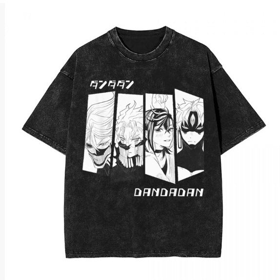 Washed Couple Short Sleeve T-Shirt AnimeCartoon Cross-border Export