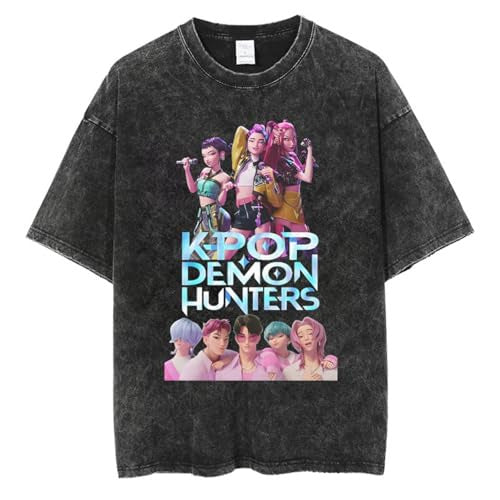 Washed Couple Short Sleeve T-Shirt AnimeCartoon Cross-border Export
