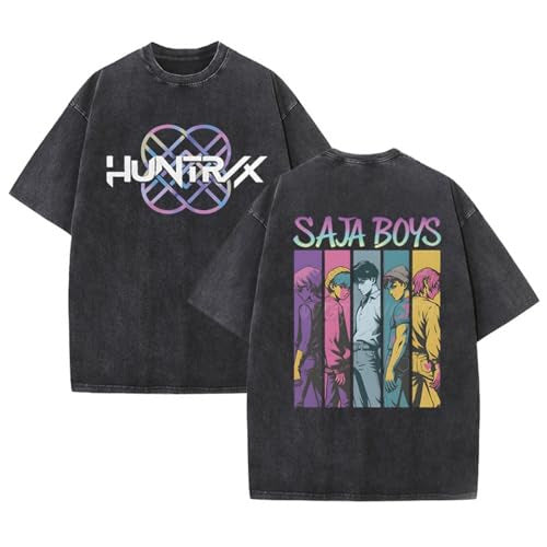 Washed Couple Short Sleeve T-Shirt AnimeCartoon Cross-border Export