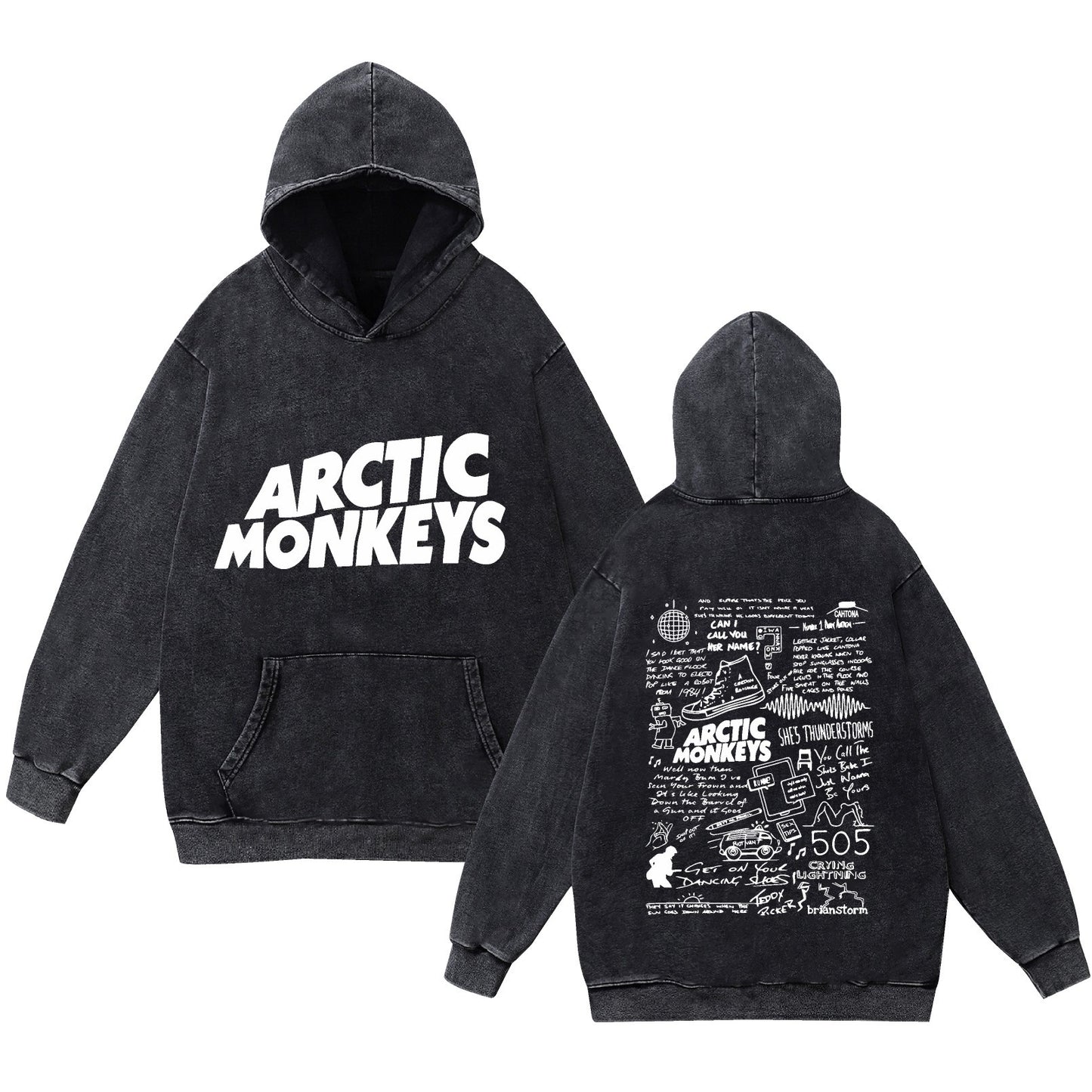 Washed Vintage Faded Pure Cotton New Arrival Rock Arctic Monkey Music Album Hoodie