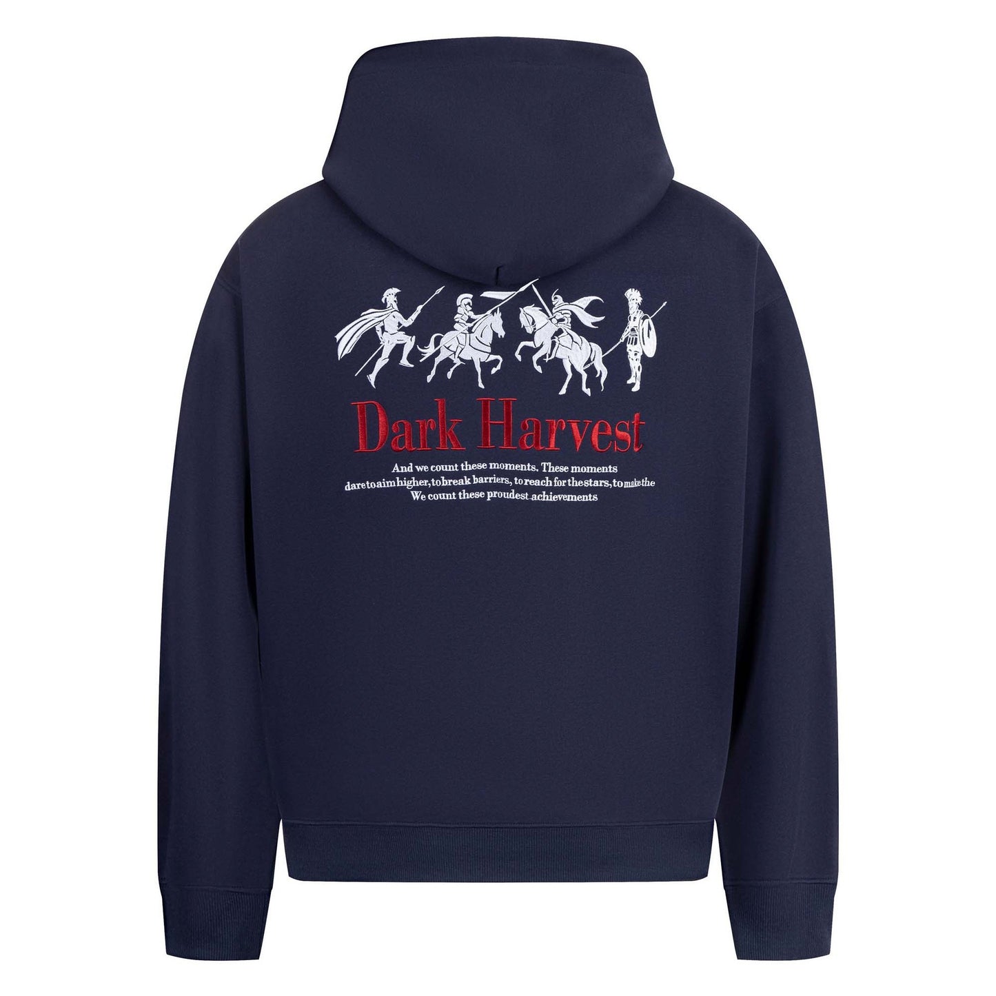 Style War Horse Print Letter Embroidery Hooded Sweatshirt Unisex Loose Casual Pullover Hoodie