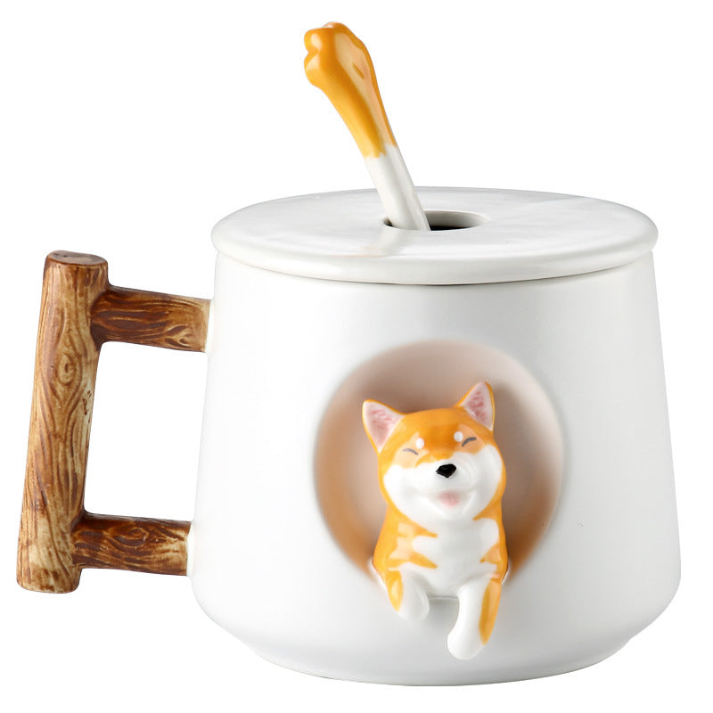 Creative Ceramic Mug Coffee Mug With Lid Spoon