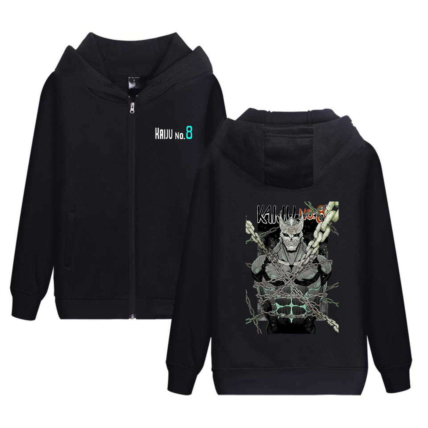 Anime Kaiju No. 8 Printed Hoodie Zip-Up Sweatshirt for Men and Women