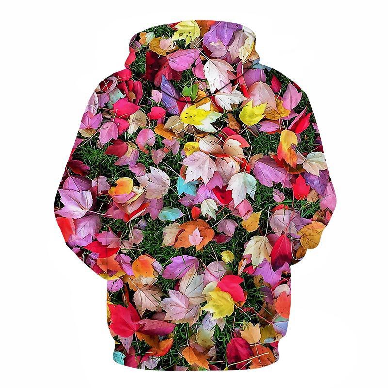 Rose digital print hooded sweatshirt, European and American fashion collection, loose oversized
