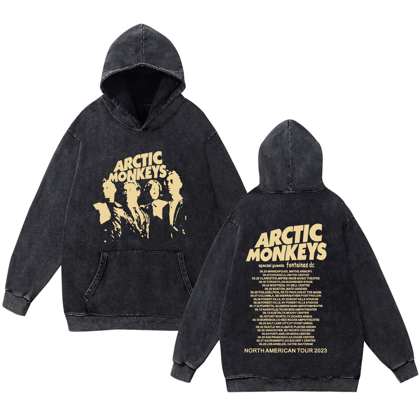 Washed Vintage Faded Pure Cotton New Arrival Rock Arctic Monkey Music Album Hoodie