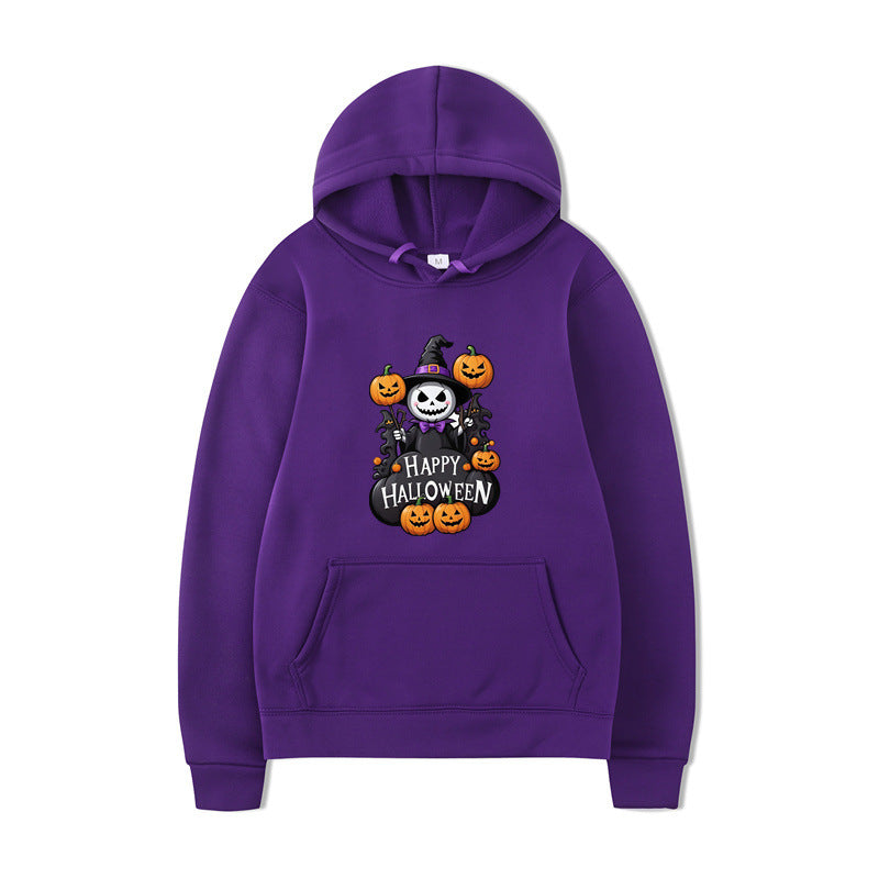 Halloween Series Printed Hooded Long Sleeve Sweatshirt Loose Casual