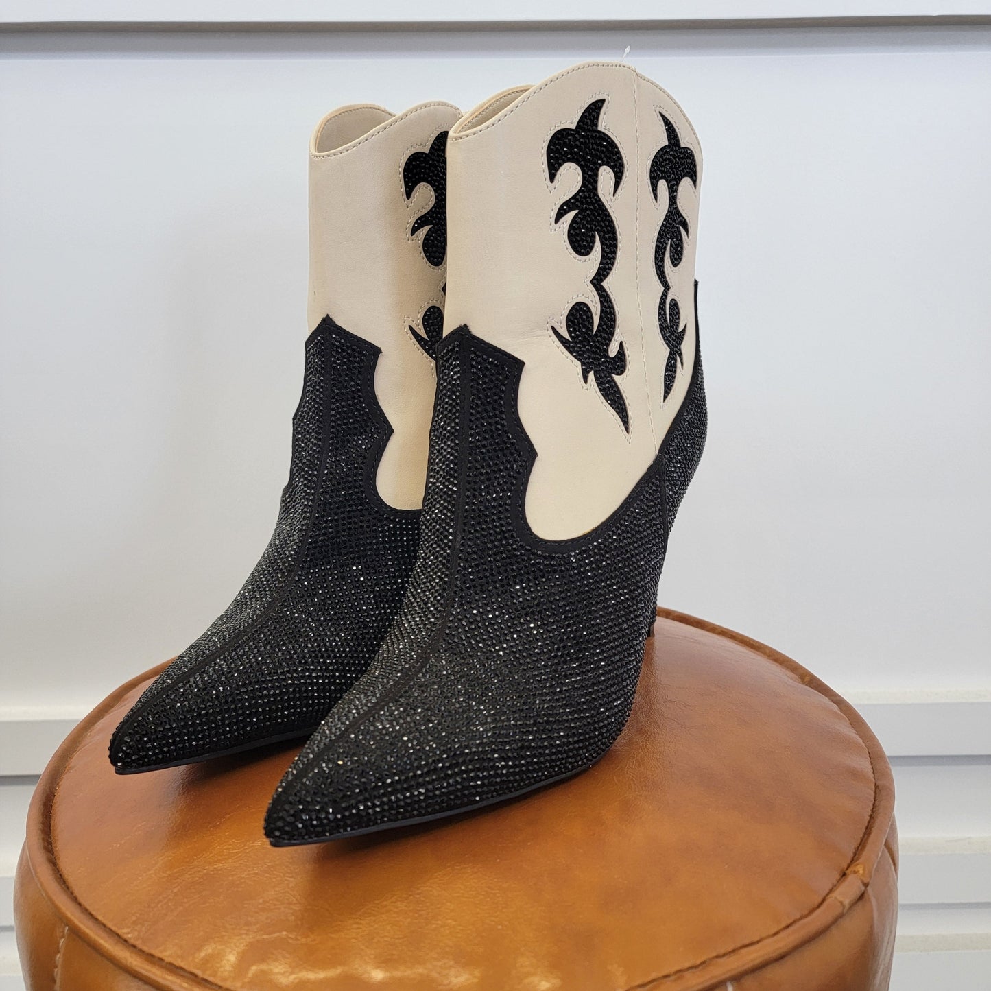 INC Shoe Size 9 Black & Cream Western Bling Bootie NWT