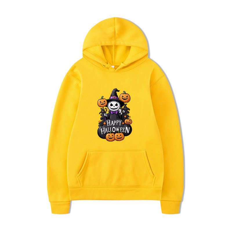 Halloween Series Printed Hooded Long Sleeve Sweatshirt Loose Casual