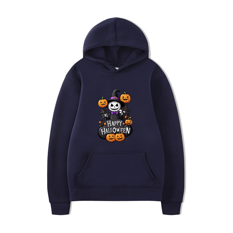 Halloween Series Printed Hooded Long Sleeve Sweatshirt Loose Casual