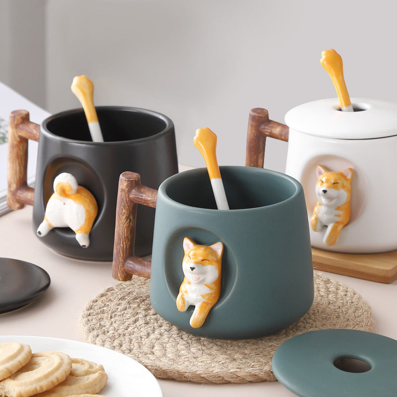 Creative Ceramic Mug Coffee Mug With Lid Spoon