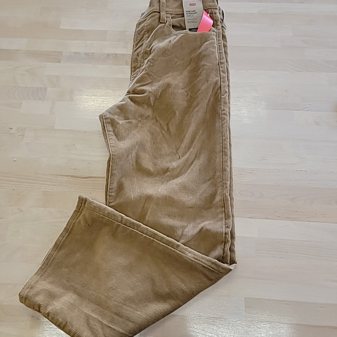 Levi Size 30 TanRibcage Straight Ankle Zip Jeans