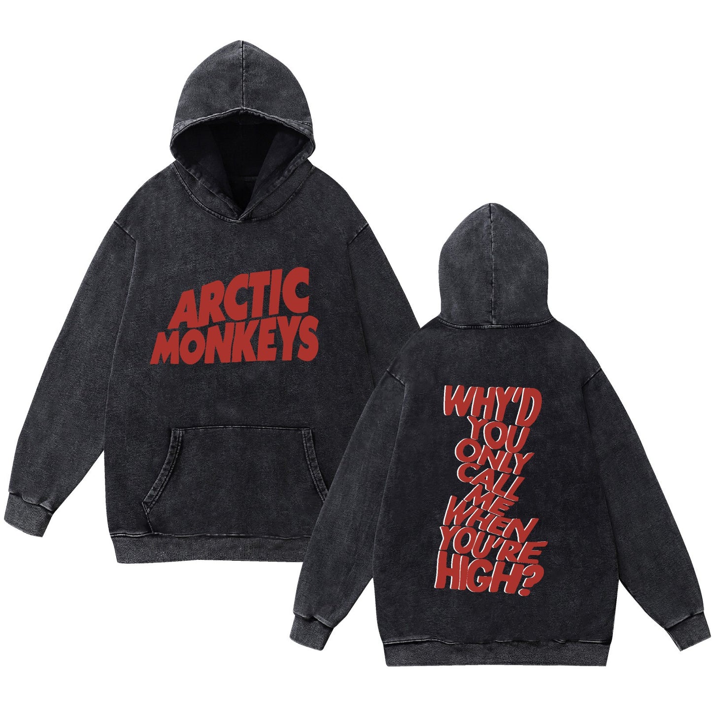 Washed Vintage Faded Pure Cotton New Arrival Rock Arctic Monkey Music Album Hoodie