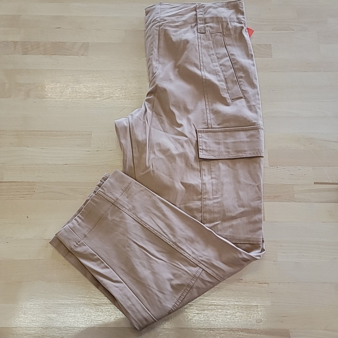Calvin Klein Size 10 High-Rise Stretch Twill Cargo Ankle Pants - Teak NWT