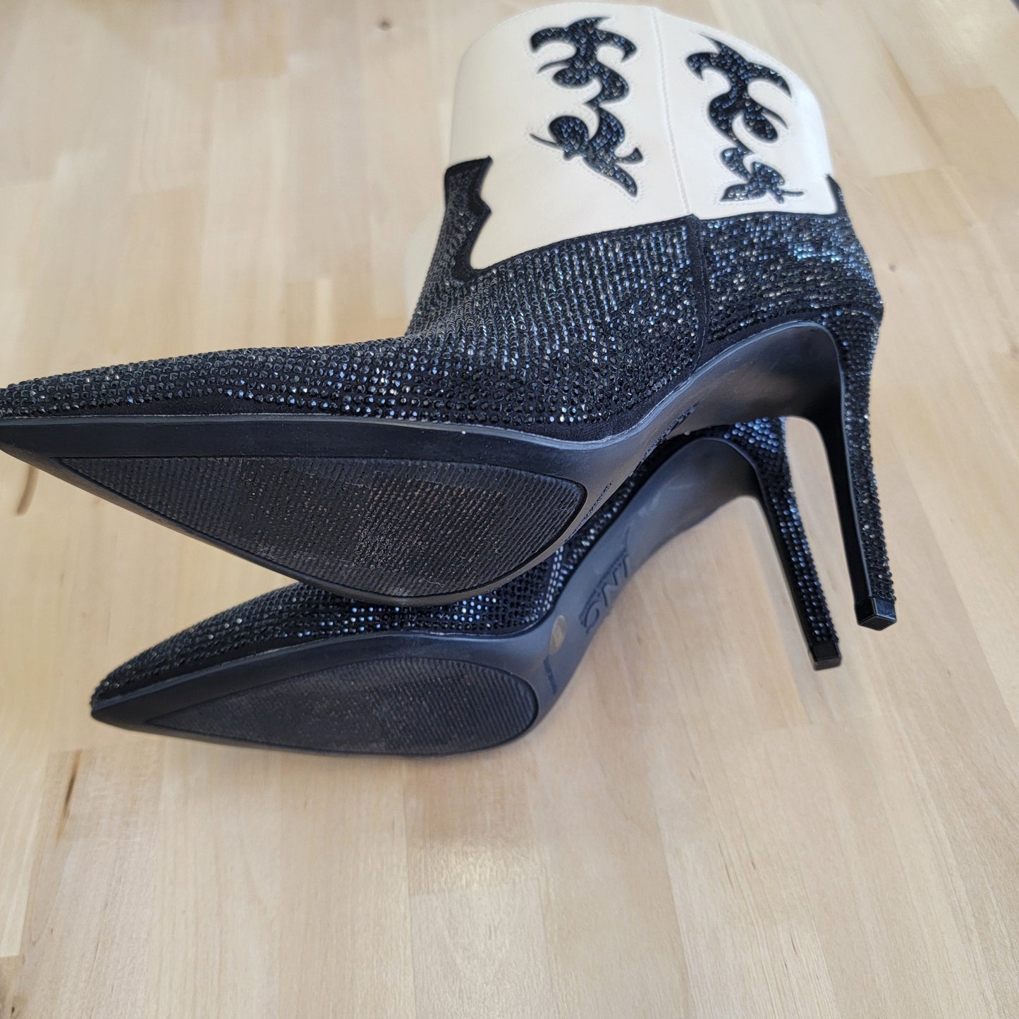 INC Shoe Size 9 Black & Cream Western Bling Bootie NWT