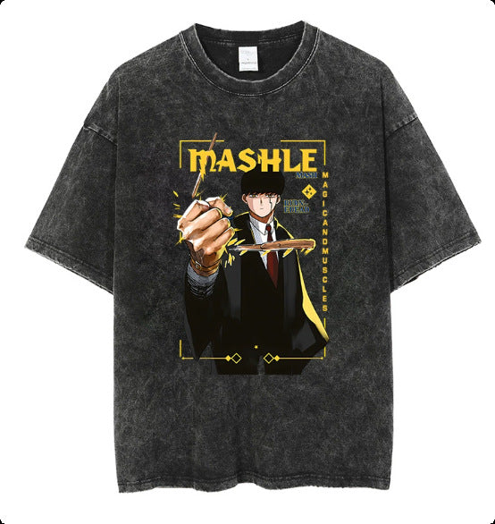 Washed Couple Short Sleeve T-Shirt AnimeCartoon Cross-border Export