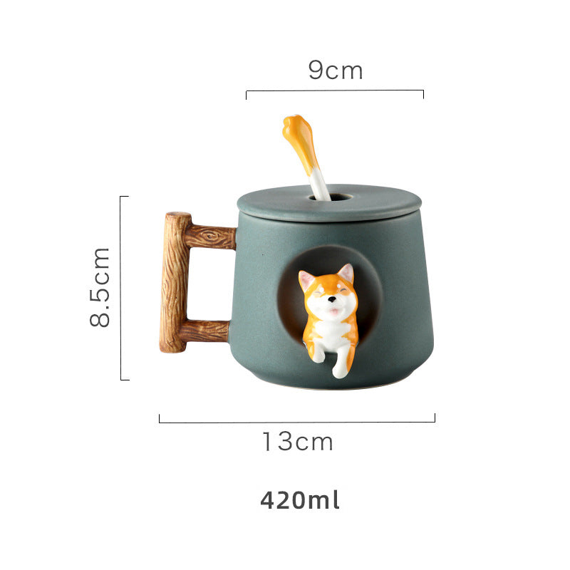 Creative Ceramic Mug Coffee Mug With Lid Spoon