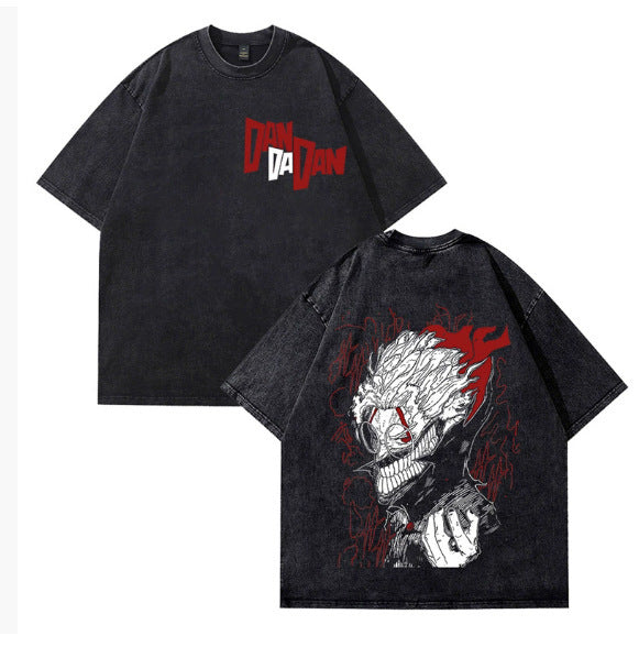 Washed Couple Short Sleeve T-Shirt AnimeCartoon Cross-border Export