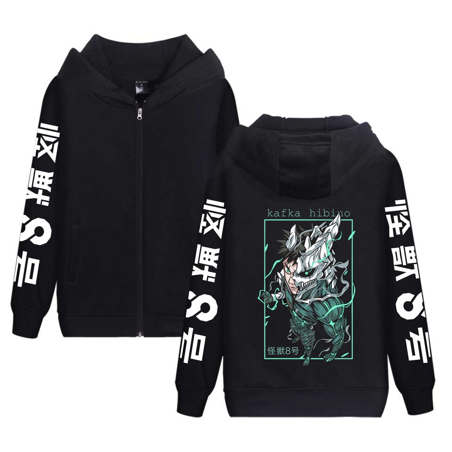 Anime Kaiju No. 8 Printed Hoodie Zip-Up Sweatshirt for Men and Women