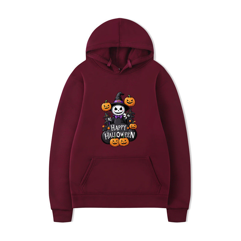 Halloween Series Printed Hooded Long Sleeve Sweatshirt Loose Casual