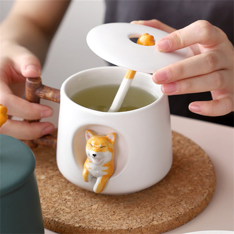 Creative Ceramic Mug Coffee Mug With Lid Spoon