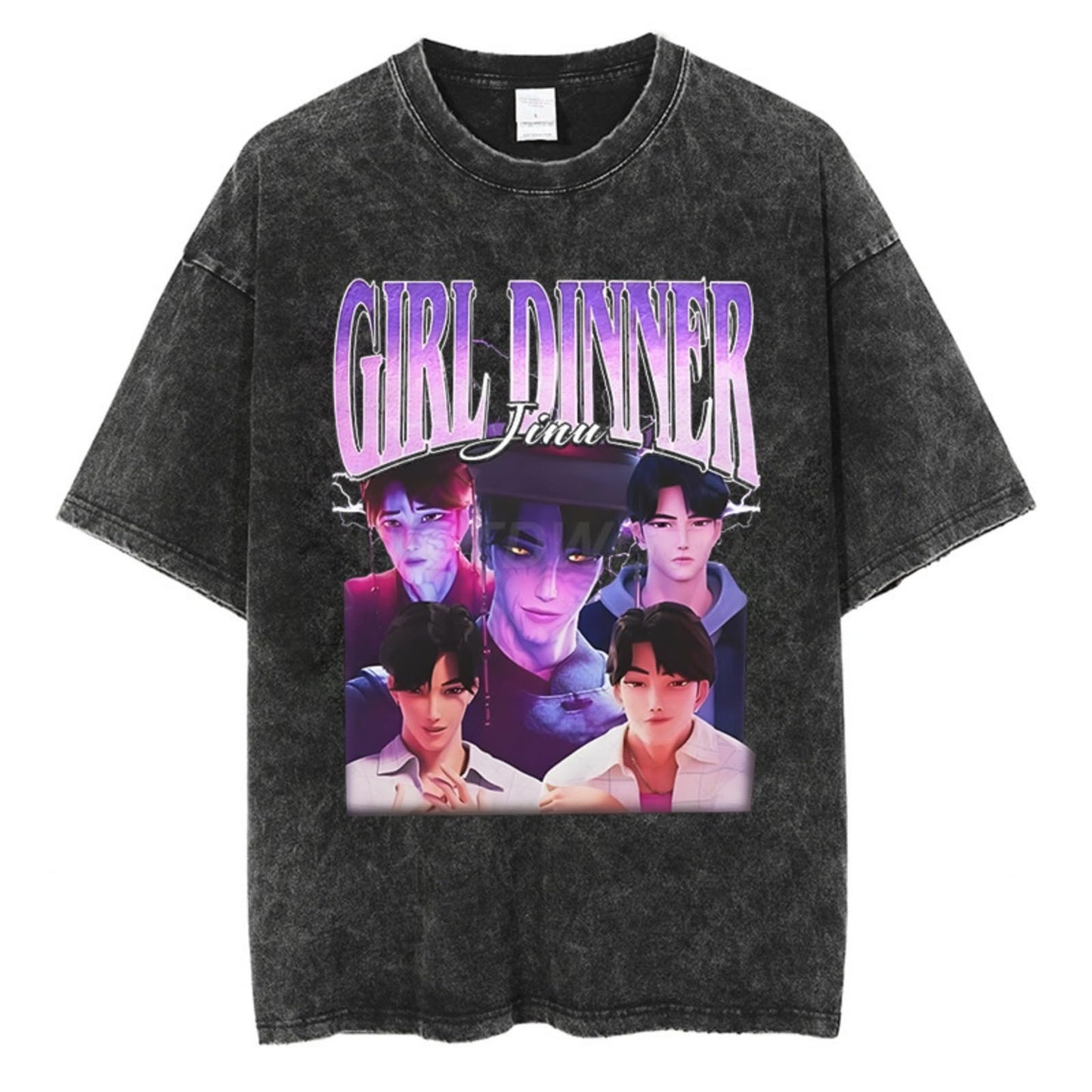 Washed Couple Short Sleeve T-Shirt AnimeCartoon Cross-border Export