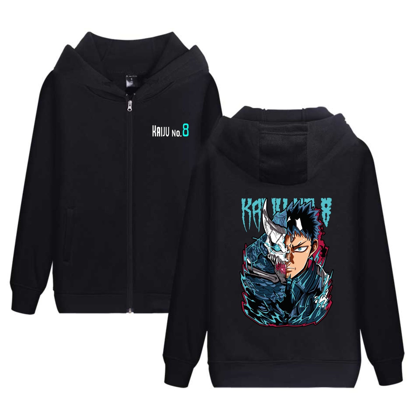 Anime Kaiju No. 8 Printed Hoodie Zip-Up Sweatshirt for Men and Women