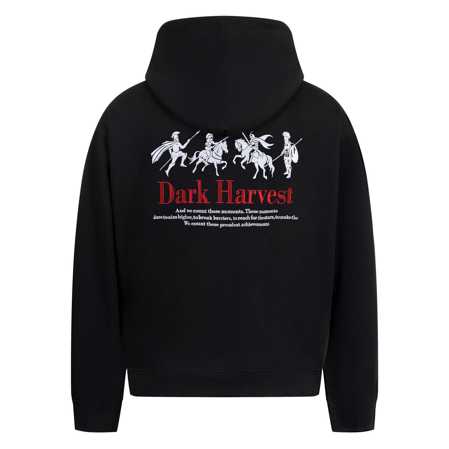 Style War Horse Print Letter Embroidery Hooded Sweatshirt Unisex Loose Casual Pullover Hoodie