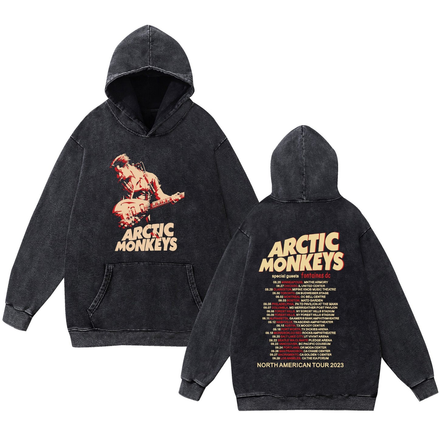 Washed Vintage Faded Pure Cotton New Arrival Rock Arctic Monkey Music Album Hoodie