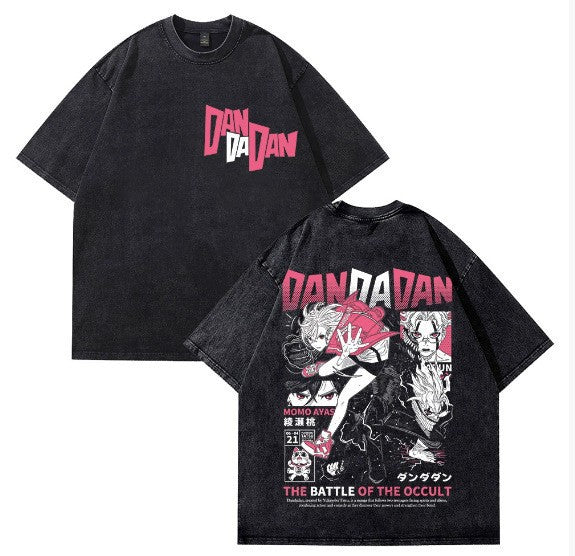 Washed Couple Short Sleeve T-Shirt AnimeCartoon Cross-border Export