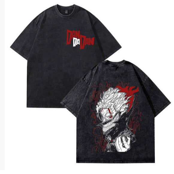 Washed Couple Short Sleeve T-Shirt AnimeCartoon Cross-border Export