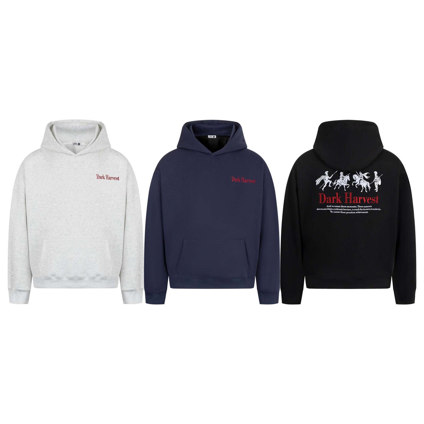 Style War Horse Print Letter Embroidery Hooded Sweatshirt Unisex Loose Casual Pullover Hoodie