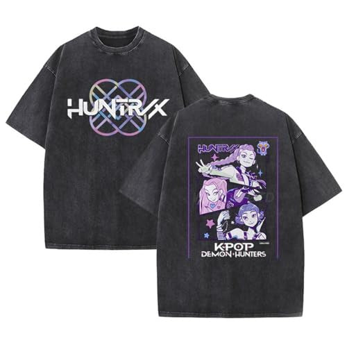 Washed Couple Short Sleeve T-Shirt AnimeCartoon Cross-border Export