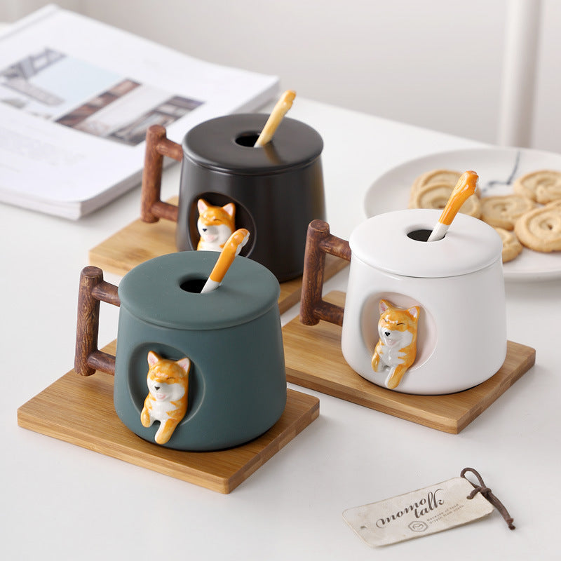 Creative Ceramic Mug Coffee Mug With Lid Spoon