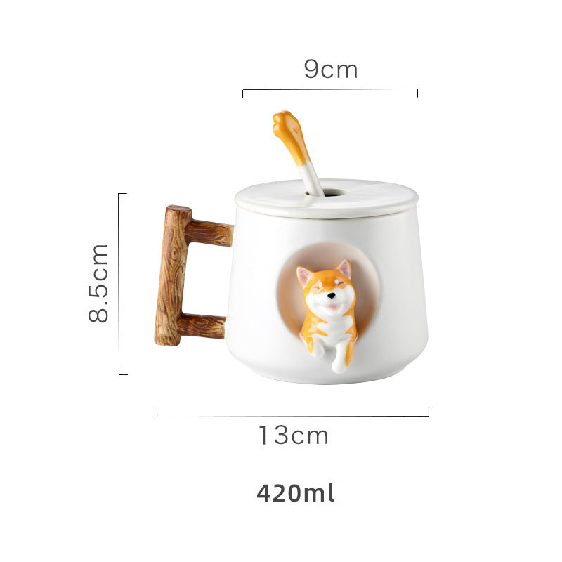 Creative Ceramic Mug Coffee Mug With Lid Spoon