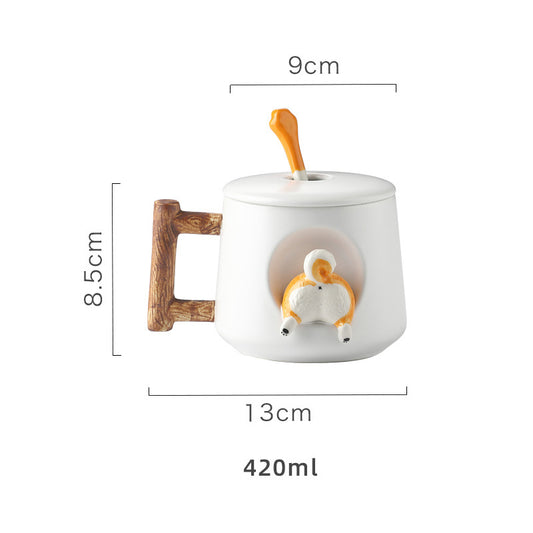 Creative Ceramic Mug Coffee Mug With Lid Spoon