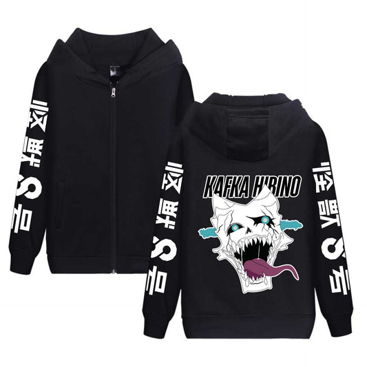 Anime Kaiju No. 8 Printed Hoodie Zip-Up Sweatshirt for Men and Women