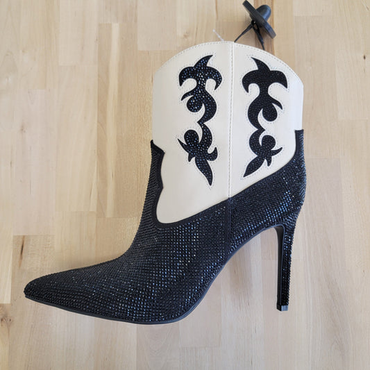 INC Shoe Size 8 Black & Cream Western Bling Bootie NWT