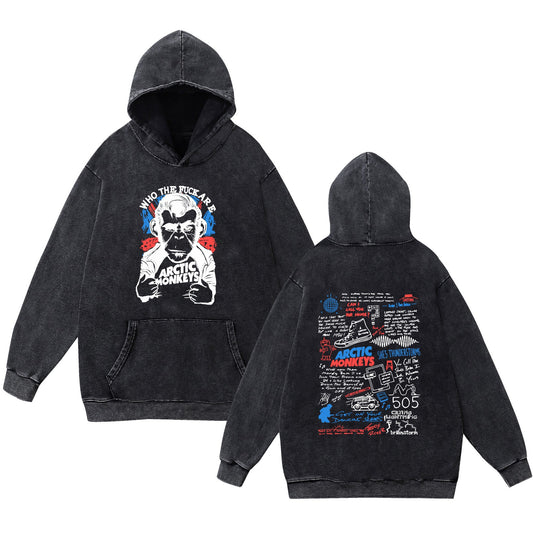 Washed Vintage Faded Pure Cotton New Arrival Rock Arctic Monkey Music Album Hoodie
